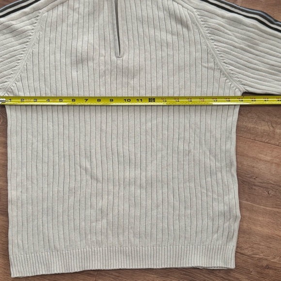 VINTAGE Y2K XG Boy's L Cotton Ribbed Quarter Zip Sweater Striped Sleeve 90’s - Picture 3 of 12
